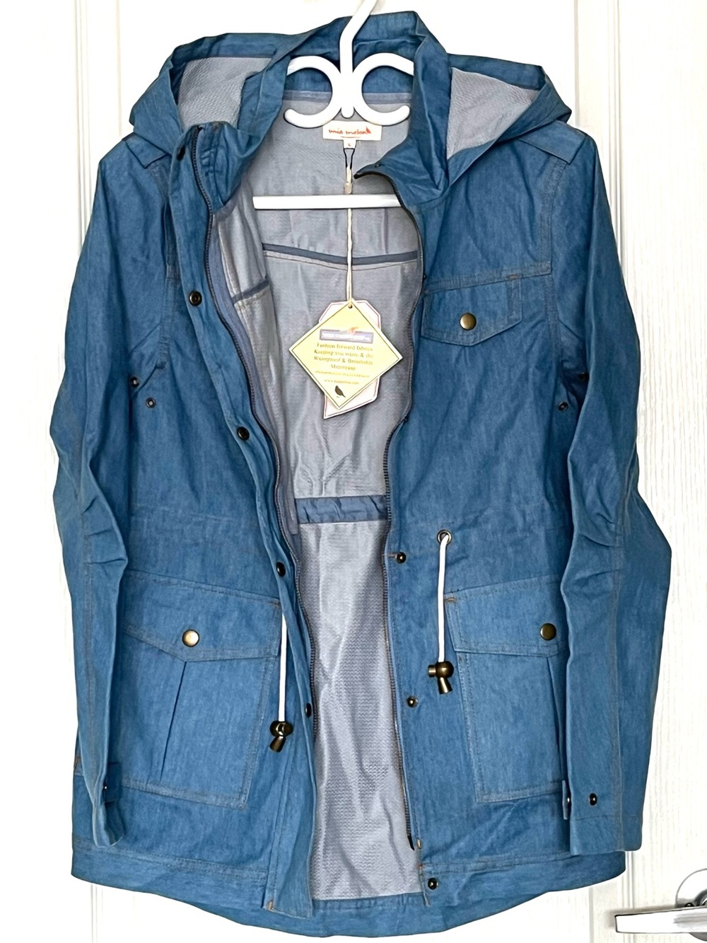 MIA MELON Granada Jacket Women M Light Denim Weatherproof  Hooded Coat Gorpcore